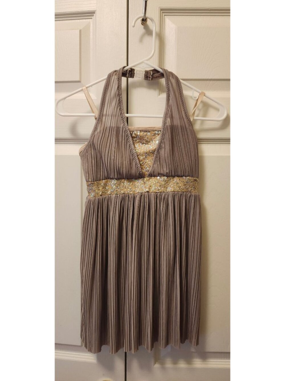 Women Curtain Call Halter Georgette Pleated Lyrical Dance Dress Costume ALA 12